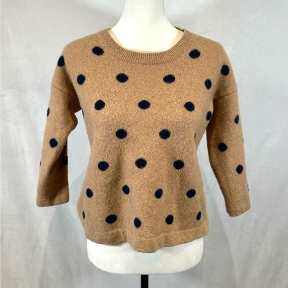 Madewell 100% merino wool mocha tan and ivory crewneck sweater size medium - Picture 4 of 7